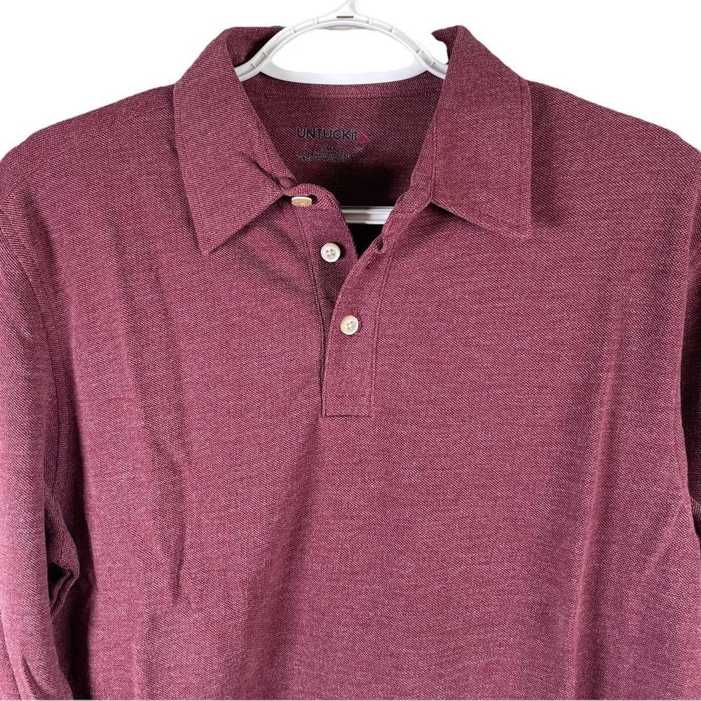 UNTUCKit Dao Long Sleeve Polo Shirt Mens Small Maroon Regular Cotton Blend NEW